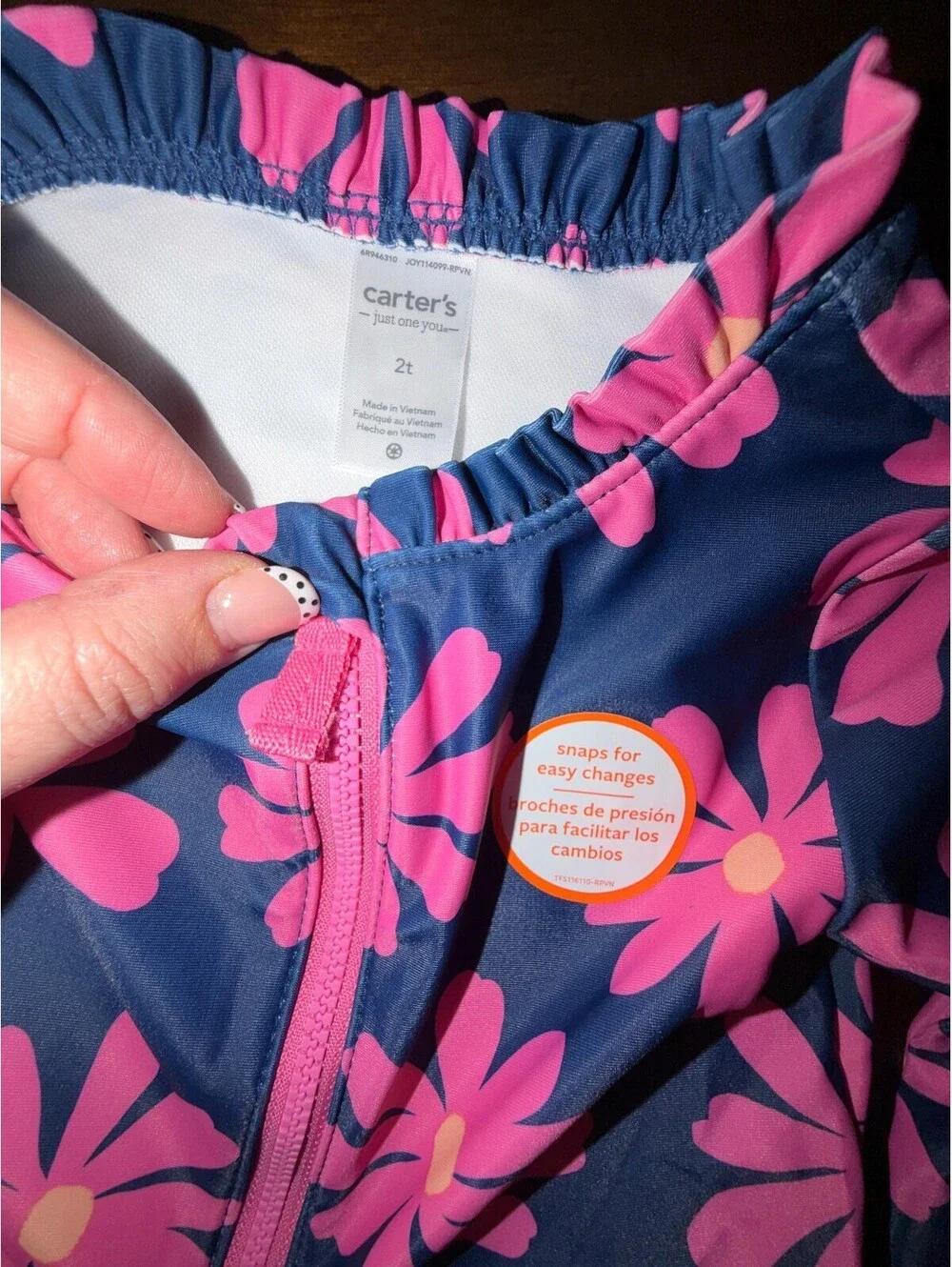 Carter’s New Girls 2T Pink Floral Long Sleeve One Piece Swimsuit